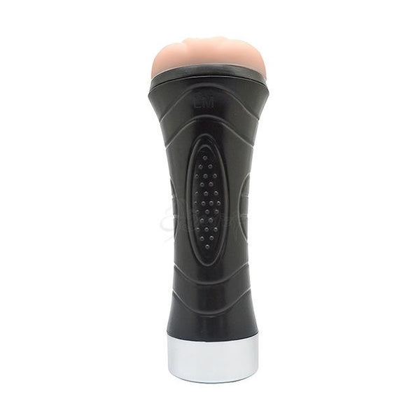 Strong Sucking Male Masturbation Cup Black Non-Toxic TPR & ABS Vagina Realistic Mouth Design 12 Speeds Vibraton Sex Toys for Men