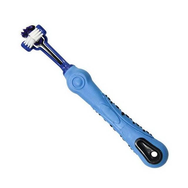 Pet Dog Oral Cleaning Tool Pet Blue, Green, Orange, Purple, White Home Three-head Toothbrush