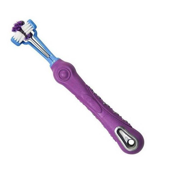 Pet Dog Oral Cleaning Tool Pet Blue, Green, Orange, Purple, White Home Three-head Toothbrush