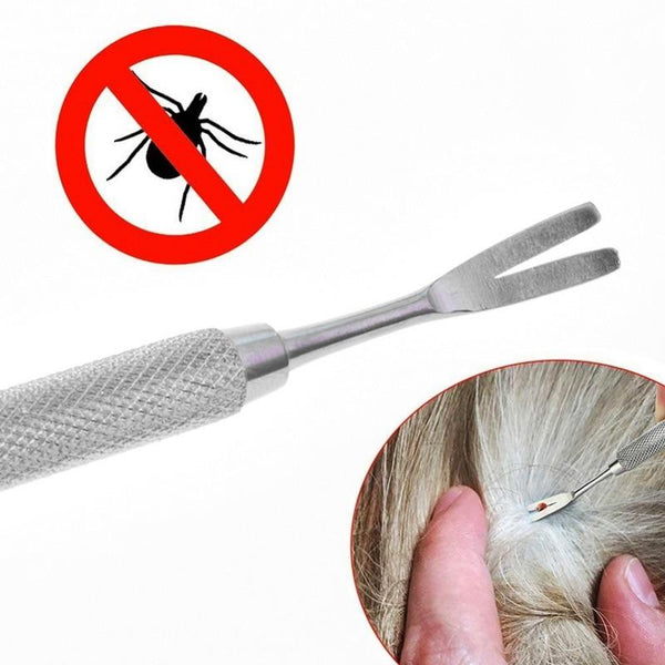 2 in 1 Stainless Steel Pet Dog Flea Remover Tick Removal Tool Double Head Fork Tweezers Clip Dogs Cat Puppy Pet Supplies