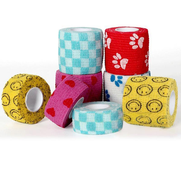 Self-adhesive Elastic Bandage Non-Woven Fabrics Pets Dog Cat Multifunctional Bandage With Decorative Patterns Pet Supplies
