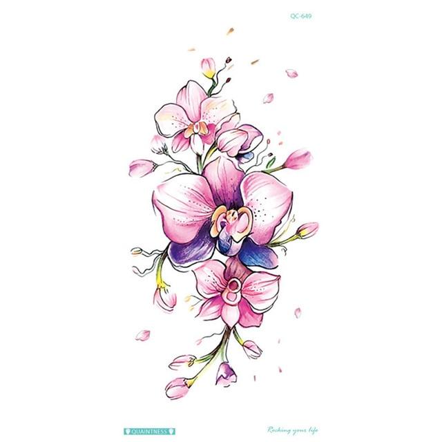 Fashion Colorful Flowers Tattoo Women New Waterproof Temporary Black Tattoo Sticker Body Art