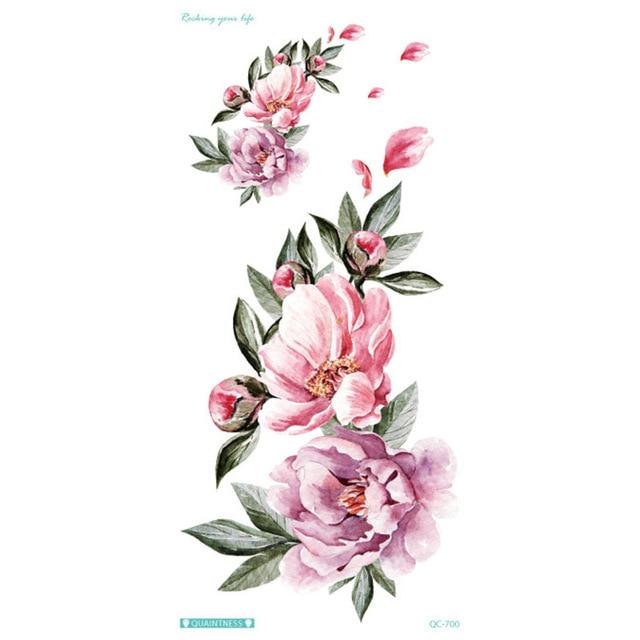 Fashion Colorful Flowers Tattoo Women New Waterproof Temporary Black Tattoo Sticker Body Art