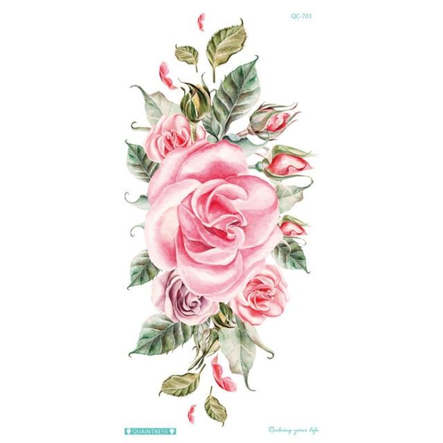 Fashion Colorful Flowers Tattoo Women New Waterproof Temporary Black Tattoo Sticker Body Art