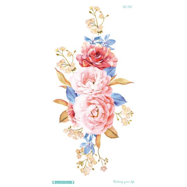 Fashion Colorful Flowers Tattoo Women New Waterproof Temporary Black Tattoo Sticker Body Art