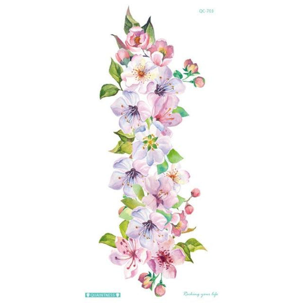 Fashion Colorful Flowers Tattoo Women New Waterproof Temporary Black Tattoo Sticker Body Art
