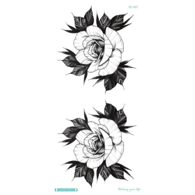 Fashion Colorful Flowers Tattoo Women New Waterproof Temporary Black Tattoo Sticker Body Art