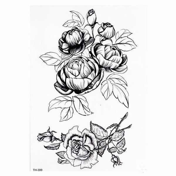 Waterproof Temporary Tattoo Sticker Lotus Rose Pattern Water Transfer Under Breast Shoulder Flower Body Art Fake Tatoo