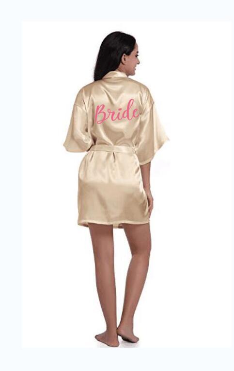 sexy champagne robe bride kimono satin robe women Bathrobe wedding robe sister mother of the bride groom bridesmaid robes