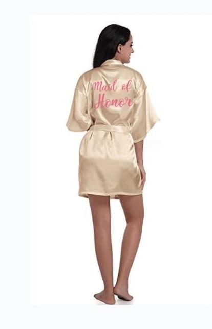 sexy champagne robe bride kimono satin robe women Bathrobe wedding robe sister mother of the bride groom bridesmaid robes