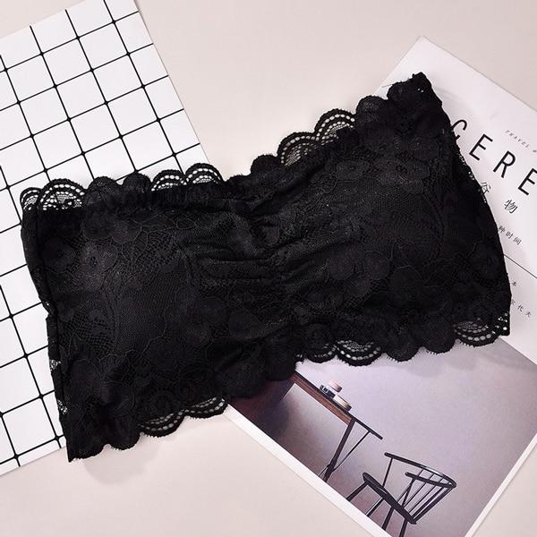 Sexy Brand Women's Lace Floral Bralet Bra Bustier Back Closure Bandeau Crop Top Padded Bra Bralette Strapless Tube Top Lingerie