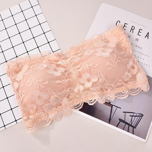 Sexy Brand Women's Lace Floral Bralet Bra Bustier Back Closure Bandeau Crop Top Padded Bra Bralette Strapless Tube Top Lingerie