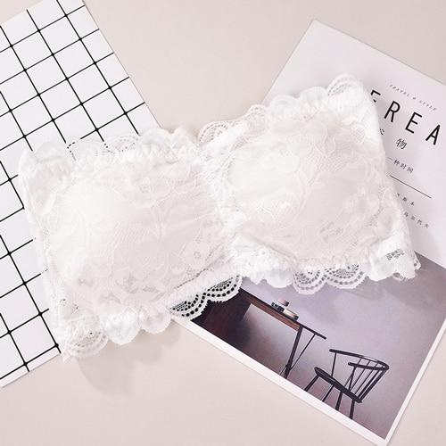 Sexy Brand Women's Lace Floral Bralet Bra Bustier Back Closure Bandeau Crop Top Padded Bra Bralette Strapless Tube Top Lingerie