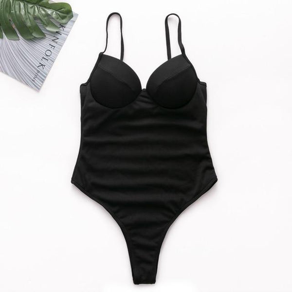 Push up thong bikini 2019 High cut one piece swimsuit female monokini String sexy bathing suit Ribbed backless bodysuit swimwear