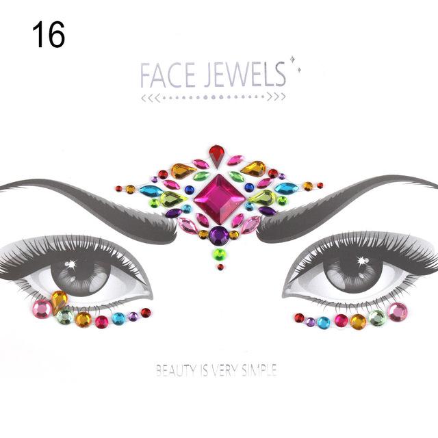3D Face Body Temporary Tattoo Stickers Set Glitter Acrylic Self-Adhesive Face Jewels Gems Body Eyes Chest Decor Beauty Makeup