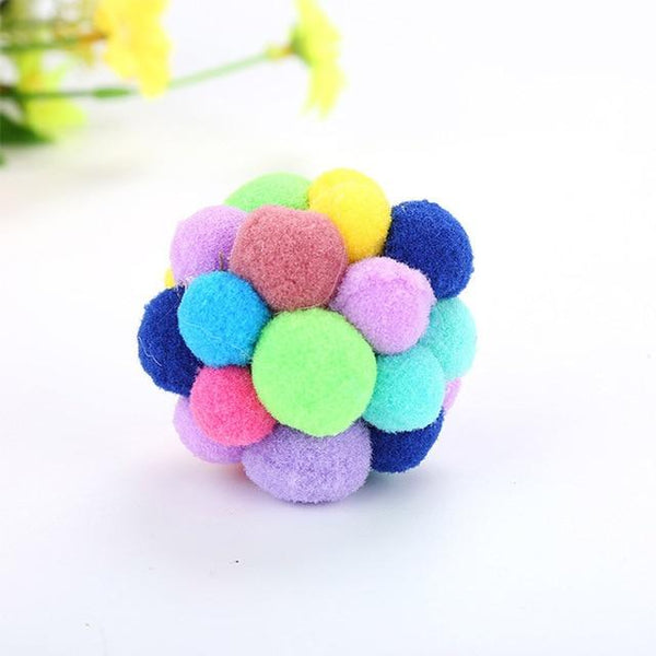 1PC Popular 2018 New Pet Interactive Toy Hot Sale Cat Toy Pet Supplies High Quality Bells Bouncy Ball Colorful Handmade