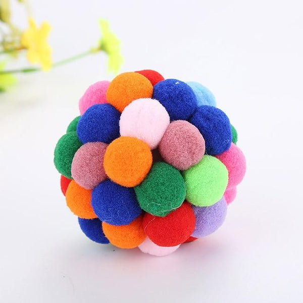 1PC Popular 2018 New Pet Interactive Toy Hot Sale Cat Toy Pet Supplies High Quality Bells Bouncy Ball Colorful Handmade