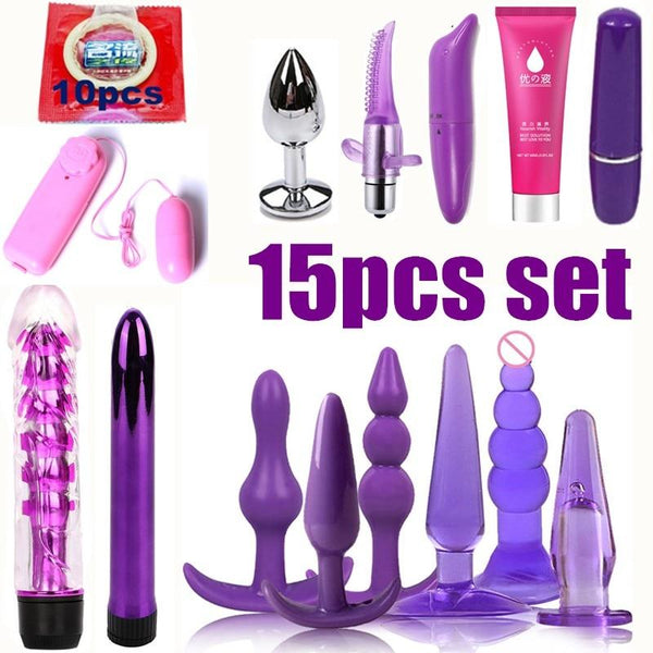 15pcs/set  New Arrive Men Women Butt Plug Jelly Toys Sex Toys BDSM  Beads Vibrator sex toys Dildo Adult sex products Masturbatio