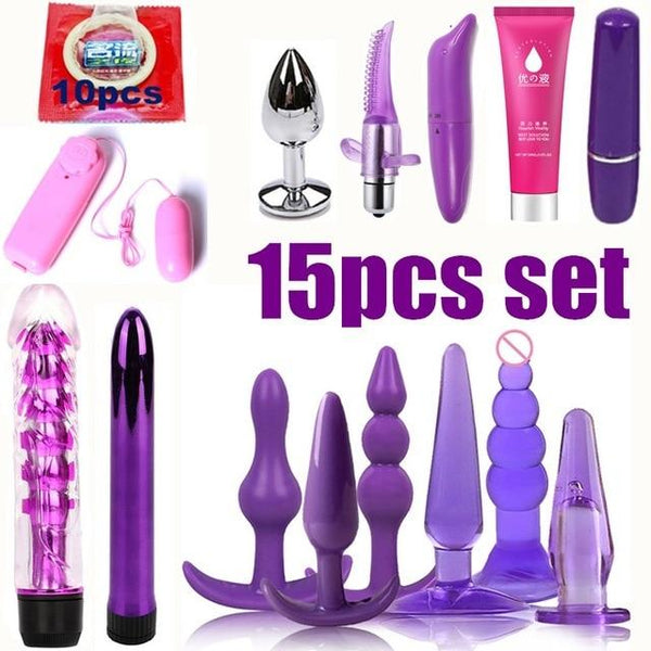 15pcs/set  New Arrive Men Women Butt Plug Jelly Toys Sex Toys BDSM  Beads Vibrator sex toys Dildo Adult sex products Masturbatio