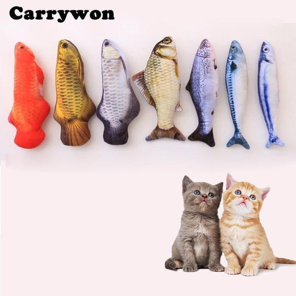 Carrywon Cat Toy Plush Creative 3D Fish Shape Cat Toy Simulation Vivid Fish Thicker Short Plush Stuffed Cats Scratch Chew Toys