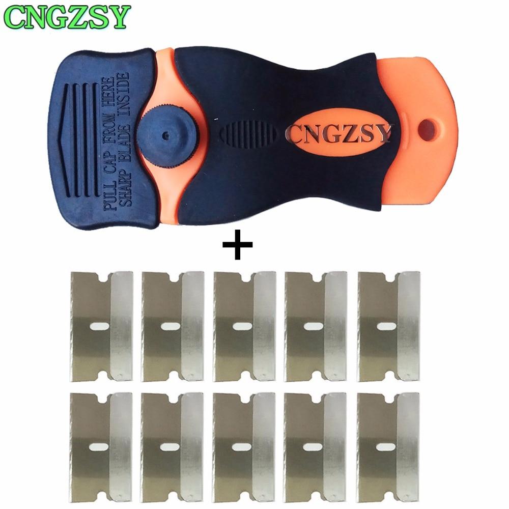 1pc Razor Scraper 10pcs Replacement Metal Blades For Glue Sticker Film Paint Ceramic Oven Stove Car House Floor Cleaning K05