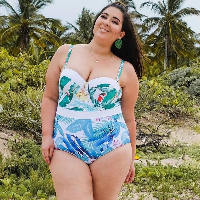 2019 Sexy Plus Size Swimwear Women One Piece Swimsuit Push Up Monokini Large Size Bathing Suit Summer Beachwear Ruffle Swim Suit