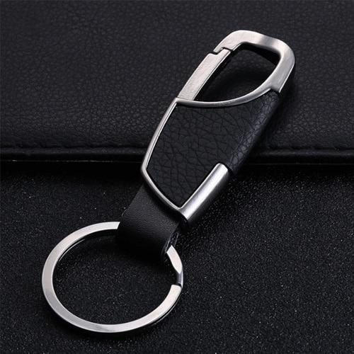 2019 New Simple Leather and Metal Alloy Buckle Men Black Car Keychain Key Ring Car Accessories