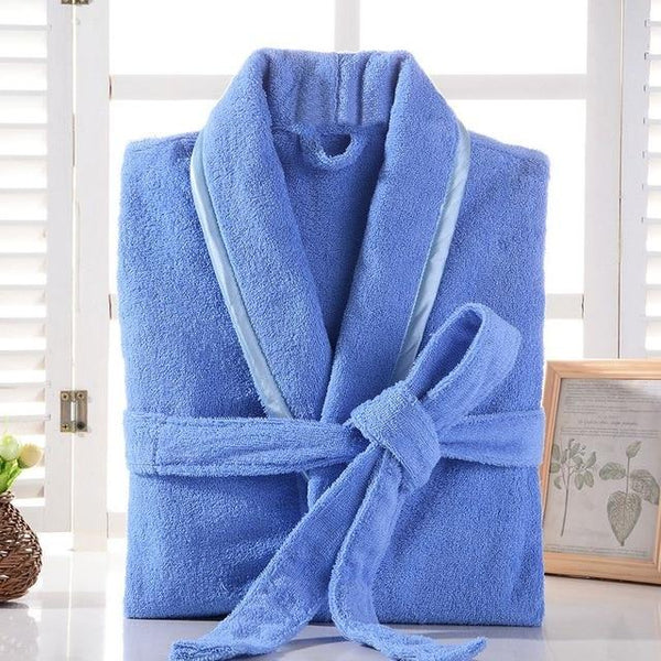 Terry Robe Men 100% Cotton Bathrobe Lovers Brown Robes Men Bathrobe Solid Towel Fleece Long Robe Sleepwear Bridesmaid Robe White
