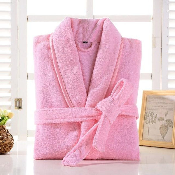 Terry Robe Men 100% Cotton Bathrobe Lovers Brown Robes Men Bathrobe Solid Towel Fleece Long Robe Sleepwear Bridesmaid Robe White