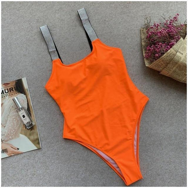 Sexy Swimwear 2019 Shinny Straps Black One Piece Swimsuit Bathing Suit Women Swimwear Beach Swim Swimsuit Monokini Drop Ship