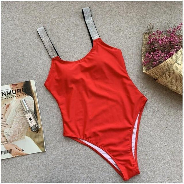 Sexy Swimwear 2019 Shinny Straps Black One Piece Swimsuit Bathing Suit Women Swimwear Beach Swim Swimsuit Monokini Drop Ship