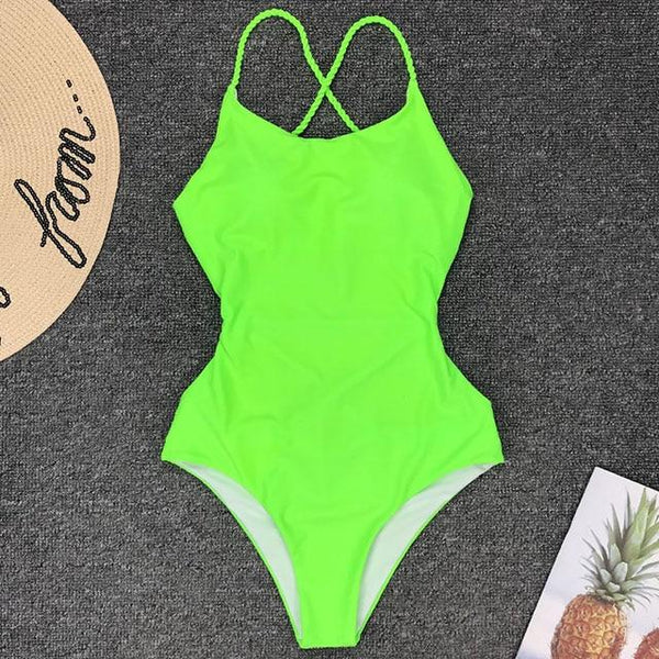 Sexy One Piece Swimsuit Black Monokini Backless Trikini 2018 Swimwear Women Bikinis Thong Triquini Female Bandage Bathing Suits