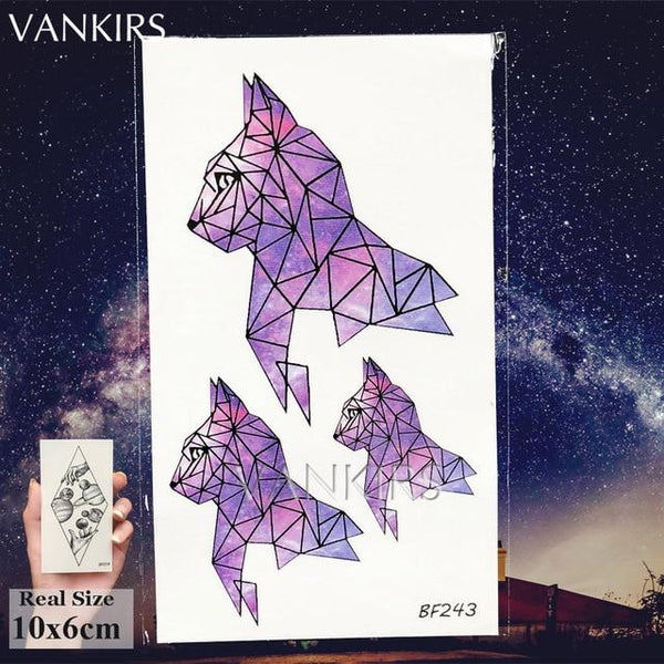 VANKIRS Watercolour Cats Temporary Tattoos Stickers Flash Women Arm Fake Tatoos Kid Stars Unicorn Cartoon Waterproof Tattoo Neck