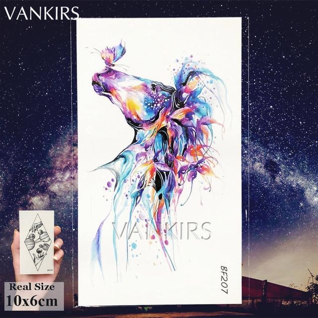 VANKIRS Watercolour Cats Temporary Tattoos Stickers Flash Women Arm Fake Tatoos Kid Stars Unicorn Cartoon Waterproof Tattoo Neck