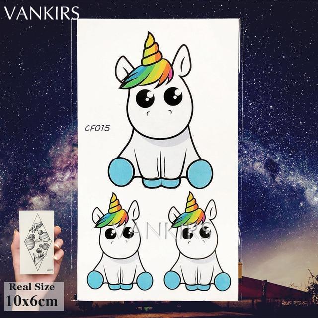 VANKIRS Watercolour Cats Temporary Tattoos Stickers Flash Women Arm Fake Tatoos Kid Stars Unicorn Cartoon Waterproof Tattoo Neck