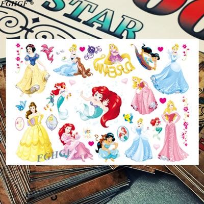 Cartoon cute Princess and pet Child Temporary Body Art Flash Tattoo Sticker 17*10cm Waterproof painless tattoo free shipping