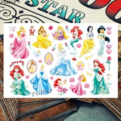 Cartoon cute Princess and pet Child Temporary Body Art Flash Tattoo Sticker 17*10cm Waterproof painless tattoo free shipping