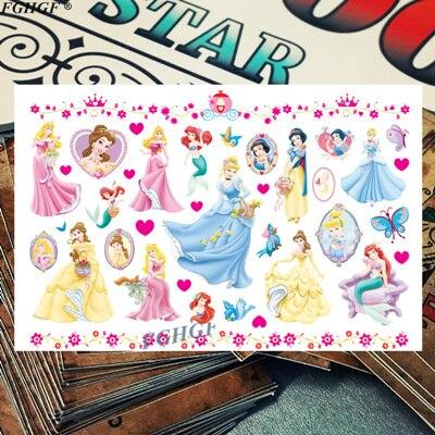 Cartoon cute Princess and pet Child Temporary Body Art Flash Tattoo Sticker 17*10cm Waterproof painless tattoo free shipping