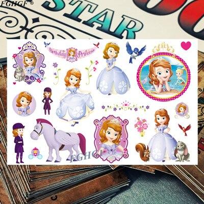 Cartoon cute Princess and pet Child Temporary Body Art Flash Tattoo Sticker 17*10cm Waterproof painless tattoo free shipping