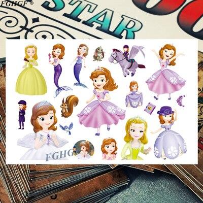 Cartoon cute Princess and pet Child Temporary Body Art Flash Tattoo Sticker 17*10cm Waterproof painless tattoo free shipping