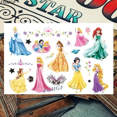 Cartoon cute Princess and pet Child Temporary Body Art Flash Tattoo Sticker 17*10cm Waterproof painless tattoo free shipping