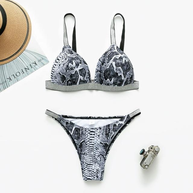 In-X Sexy thong bikini 2019 High cut swimsuit Silver push up bikini Shiny brazilian swimwear women bather Underwire Bathing suit