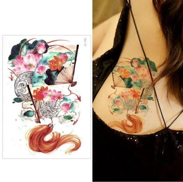 Big Flower arm tattoo Temporary Tattoo Sticker Sparrow/Magpie Fake Tatoo Sleeve Flash Tatto Waterproof Body Art Women sexy girls