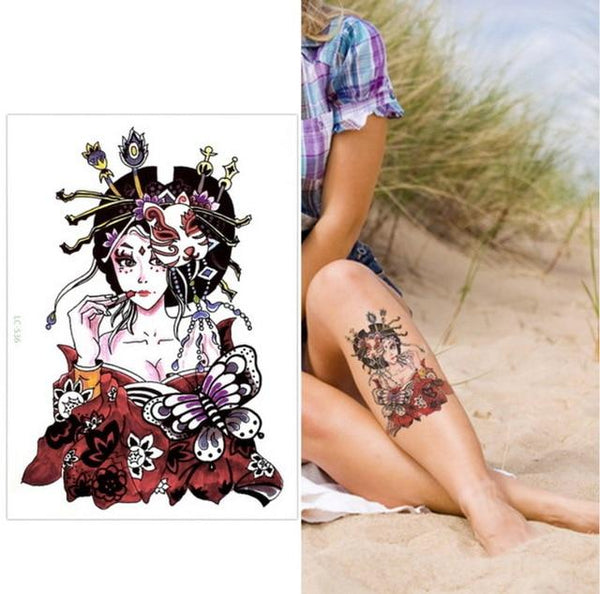 Big Flower arm tattoo Temporary Tattoo Sticker Sparrow/Magpie Fake Tatoo Sleeve Flash Tatto Waterproof Body Art Women sexy girls