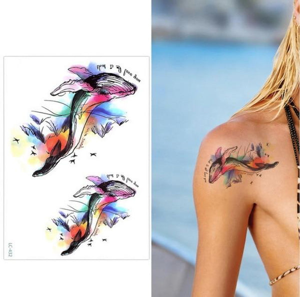 Big Flower arm tattoo Temporary Tattoo Sticker Sparrow/Magpie Fake Tatoo Sleeve Flash Tatto Waterproof Body Art Women sexy girls