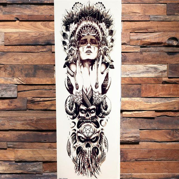 Army Warrior Soldier Black Temporary Tattoo Stickers For Men Full Body Art Arm Sleeve Tattoo 48*17CM Large Waterproof Tatoo Girl