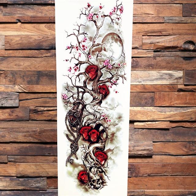 Army Warrior Soldier Black Temporary Tattoo Stickers For Men Full Body Art Arm Sleeve Tattoo 48*17CM Large Waterproof Tatoo Girl