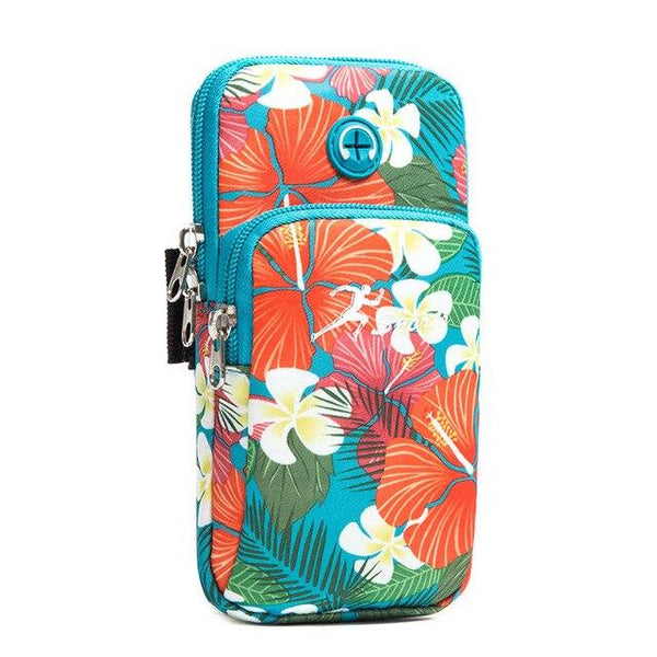New Trail Running Sport Arm Bags Breathable Printed Flowers Dual Pocket Men Woman Phone Bag For Gym Fitness Accessories