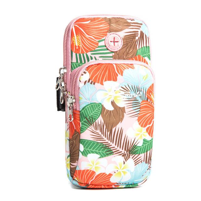 New Trail Running Sport Arm Bags Breathable Printed Flowers Dual Pocket Men Woman Phone Bag For Gym Fitness Accessories
