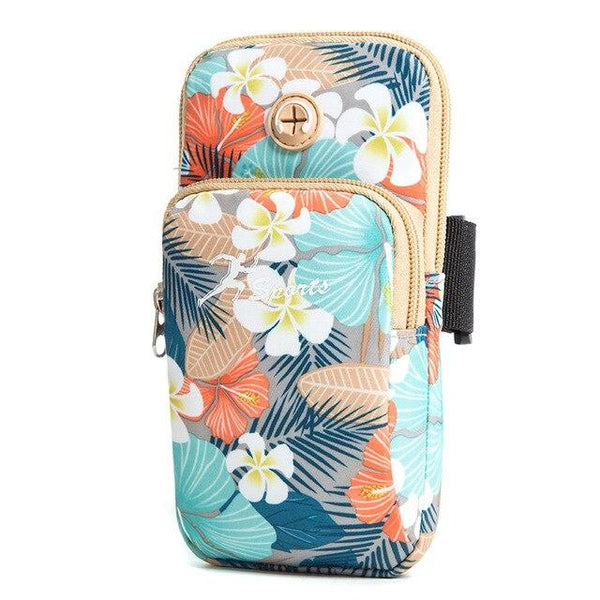 New Trail Running Sport Arm Bags Breathable Printed Flowers Dual Pocket Men Woman Phone Bag For Gym Fitness Accessories
